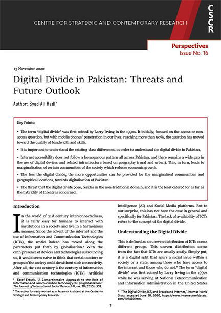 Digital Divide in Pakistan Threats and Future Outlook