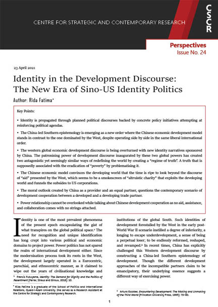 Identity in the Development Discourse: The New Era of Sino-US Identity Politics